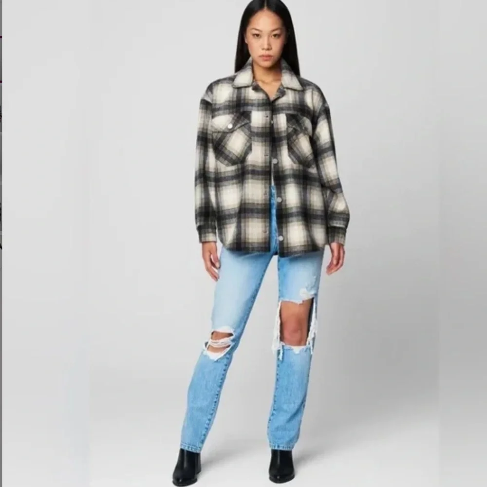 NWT Blank NYC Plaid Shacket in Checked Out XS New Flannel Jacket Shirt Oversized - Picture 4 of 11